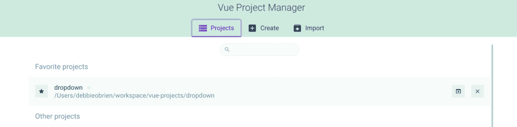 Vue GUI Project Manager